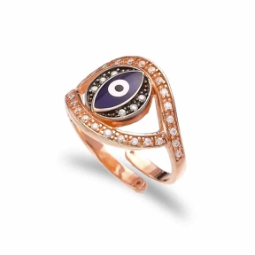 Turkish Wholesale Handcrafted Evil Eye Adjustable Silver Ring